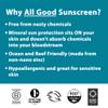 All Good Sports Mineral Sunscreen Butter Stick for Face, Nose, Ears - UVA/UVB Broad Spectrum SPF 50, Coral Reef Friendly, Water Resistant, Zinc Oxide, Coconut Oil, Beeswax, Vitamin E (2.75 oz)(3-pack) view 2