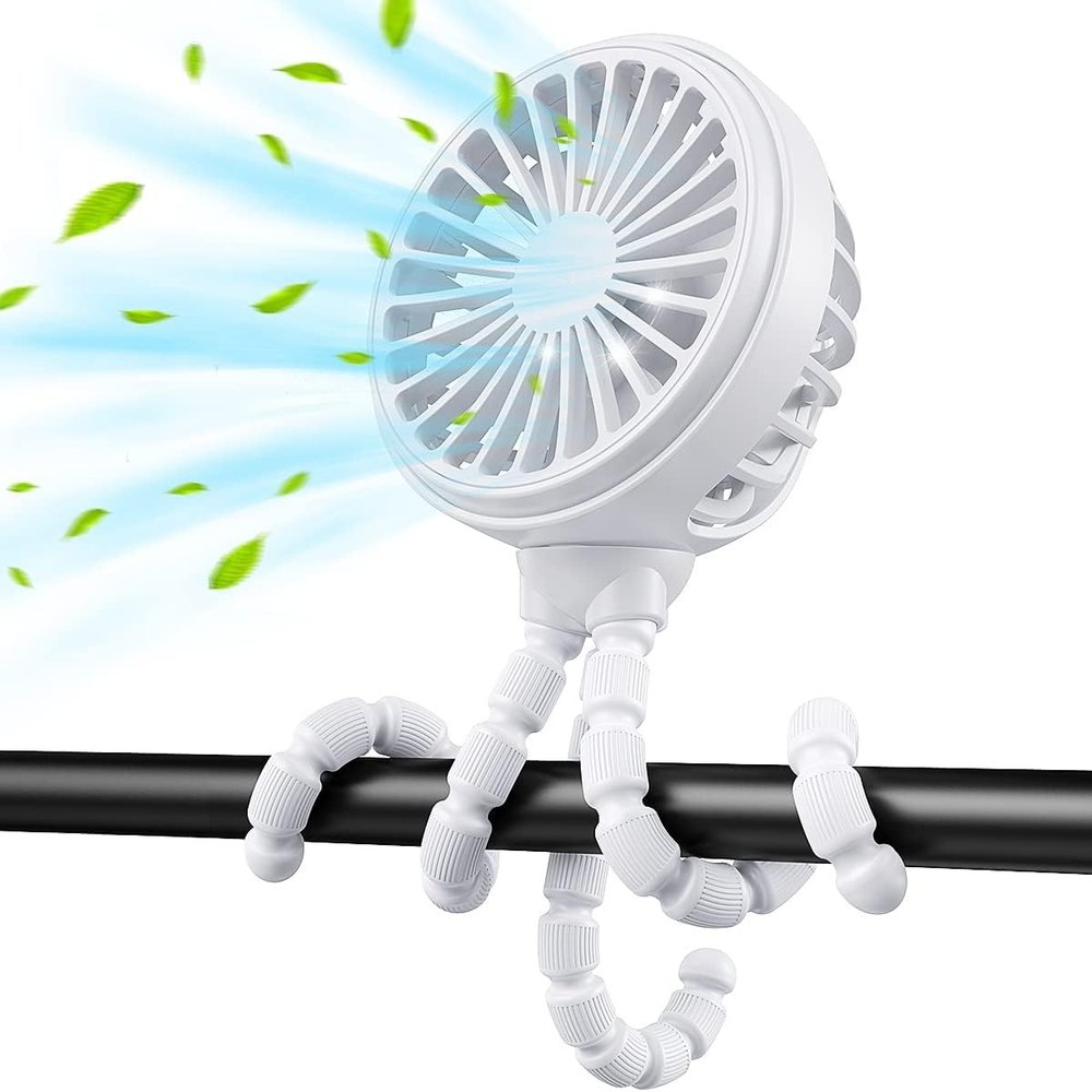 Modern Baby Stroller Fan - White