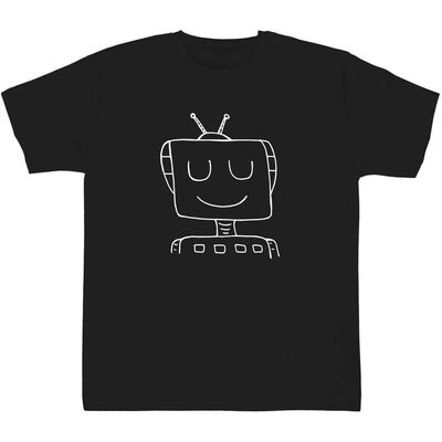 Azeeda 12-13 Years 'Happy Robot' Children's/Kid's T-Shirt (Black) (TS00243210)
