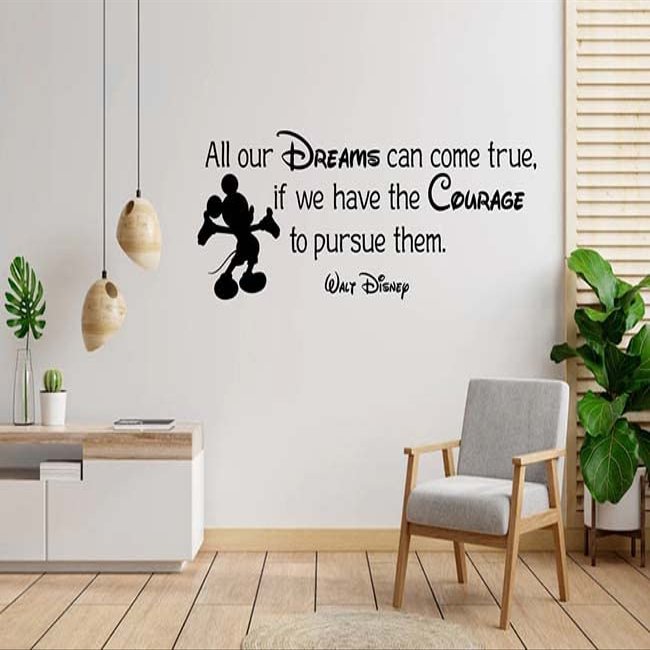 All Our Dreams Can Come True Motivational Quote Wall Decal Cartoon Character Silhouette Inspirational Saying Vinyl Sticker Lettering Art Home Interior Decorations Kids Children Room Bedroom Playroom Nursery Decor 126qz