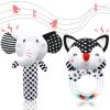 Baby Rattles & Toys - 0-3 Months, High Contrast Black & White Plush Stuffed Toys for Infants view 1