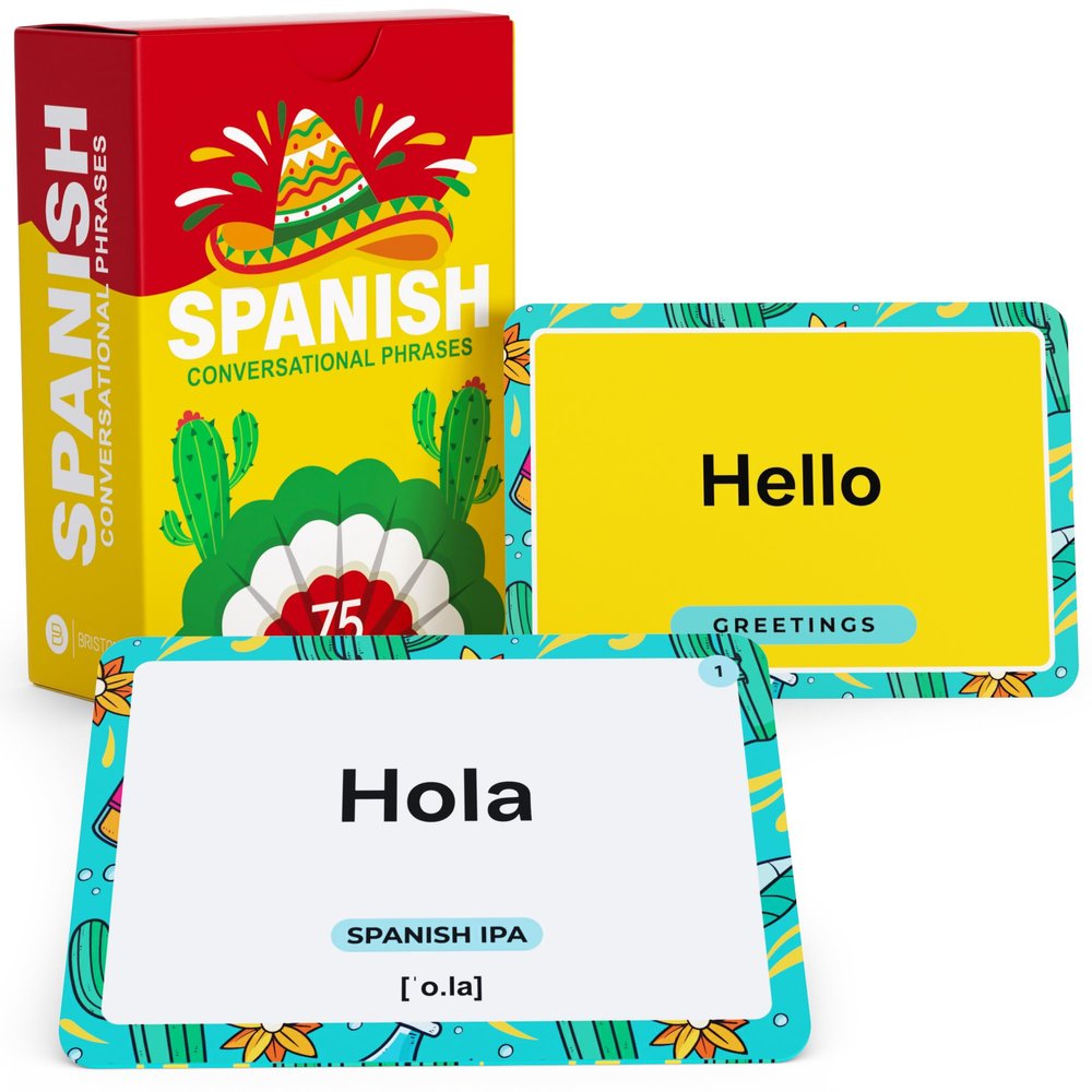 Spanish Conversational Phrases Flash Cards 75 Everyday Sayings with IPA & Audio Language Learning Tool for Beginners, Students & Travelers Briston Spanish Edition