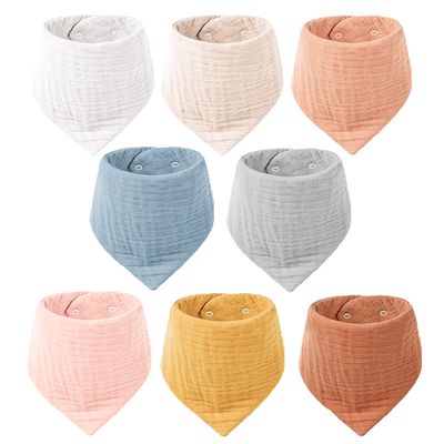 Konssy 8-Pack Muslin Baby Bibs, Absorbent Bandana Drool, 100% Cotton Unisex Baby Bibs for Teething and Drooling