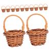HANABASS 12 Pcs Mini Wicker Baskets with Handle Small Rattan Woven Storage Baskets for Dollhouse Decor Floral Arrangements Party Favors Photography Prop view 1