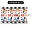 3 Pack Racing Car Table Cover Racing Car Parties Tablecloth, Disposable Plastic Rectangular Table Covers, Black and White Checkered Flag Tablecloths Birthday Party Supplies Car Theme Party Decorations view 3