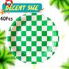 40 Pcs Green & White Checkered Race Car Party Supplies - 7" Green Checkered Paper Plates for Racing Themed Race Car Birthday Party Decorations view 3