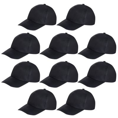 Yookat Kids Baseball Cap - Medium, Black - DIY Hat for Kids - 10 Pieces - Costume Headwear for Birthday, School Events, Theme Parties, Beach, Baseball, Golf, Fishing, Camping