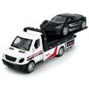 Flatbed Truck Toy Rescue Tow Truck Transport Trailer Car Carrier Metal Diecast Pull Back Vehicles 2 in 1 Vehicle Playset Toy Trucks for Boys Kids Toddlers Birthday Gifts for Age 3 4 5 6, White view 1