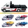 Flatbed Truck Toy Rescue Tow Truck Transport Trailer Car Carrier Metal Diecast Pull Back Vehicles 2 in 1 Vehicle Playset Toy Trucks for Boys Kids Toddlers Birthday Gifts for Age 3 4 5 6, White view 3