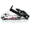Flatbed Truck Toy Rescue Tow Truck Transport Trailer Car Carrier Metal Diecast Pull Back Vehicles 2 in 1 Vehicle Playset Toy Trucks for Boys Kids Toddlers Birthday Gifts for Age 3 4 5 6, White view 4