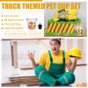 WILLBOND 120 Pcs Construction Party Cups Construction Party Favors Disposable Dump Truck Cup Clear Plastic Cups with Shovel Shape Dessert Spoon for Construction Themed Birthday Party (9oz) view 3
