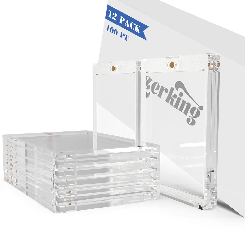 Lzerking Magnetic Card Holders - 12 Pack, One Touch Holder for Trading, Baseball, Sports Cards