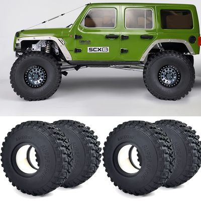 QUPA AM STORE RC Rubber 2.9" Crawler Tires Soft Tyre 4PCS for 1/6 Axial SCX6 AXI05000 JLU Wrangler RC Crawler Car (B)