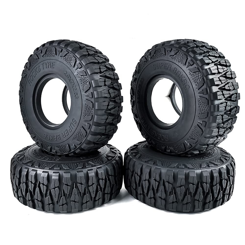 QUPA AM STORE 2.9" Beadlock Wheel Tires for 1/6 Axial SCX6 AXI05000 JLU Wrangler RC Crawler Car (A)