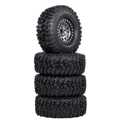 Lyzeous 4PCS Metal 2.2 Beadlock Wheel Rim Tires Set for 1/10 RC Crawler Car TRX4 TRX6 Axial SCX10 RR10 Parts,Titanium