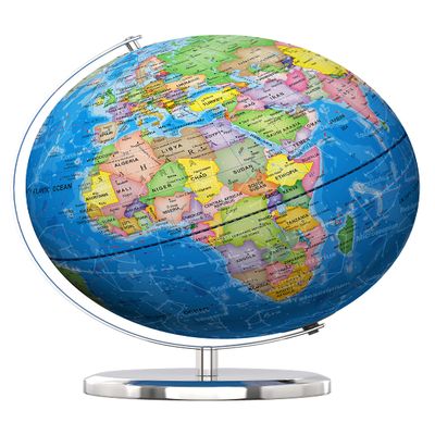 Waldauge Illuminated World Globe with Stand, 13" Earth Globes with Stable Heavy Metal Base for Kids Classroom Learning, LED Constellation Globe Night Light with HD Printed Map