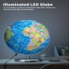 Waldauge Illuminated World Globe with Stand, 13" Earth Globes with Stable Heavy Metal Base for Kids Classroom Learning, LED Constellation Globe Night Light with HD Printed Map view 3