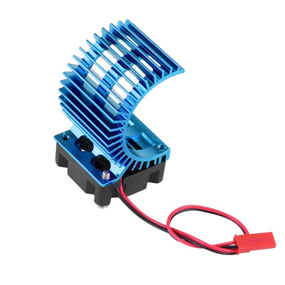 Pilipane RC Car Motor Heatsink Fan, Aluminum Alloy Heat Sink with Cooling Fan for 1/10 Scale Electric RC Car 540/550 Motor(Blue)