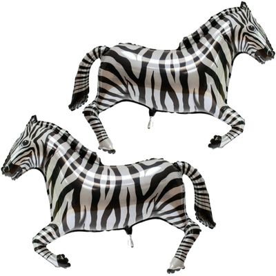 2PCS Foil Zebra Balloon Wild One Safari Zoo Big 40 Inch Zebra Foil Jungle Theme Jungle Party Birthday Party Helium Mylar Aluminum Balloons