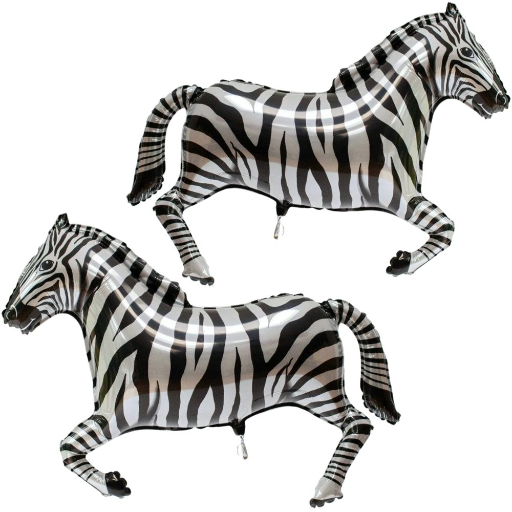 2PCS Foil Zebra Balloon Wild One Safari Zoo Big 40 Inch Zebra Foil Jungle Theme Jungle Party Birthday Party Helium Mylar Aluminum Balloons