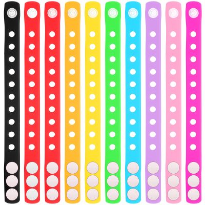 Zhanmai 30 Pieces 10 Colors Silicone Wristband Bulk Adjustable Rubber Wristbands with Holes Wristband for Men Women Birthday(7.1 Inch)