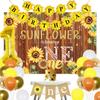 Our Little Sunflower 1st Birthday Party Decors - Sunflower Theme with Happy Birthday Banner, Backdrop, High Chair Banner, Cake Topper view 1