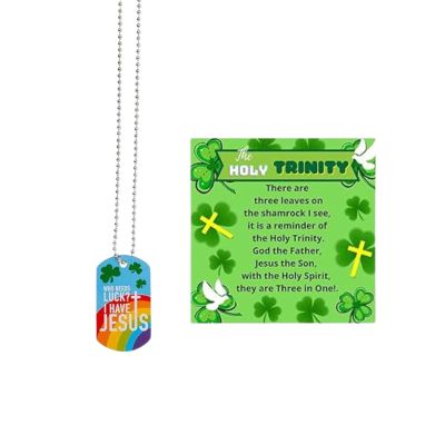 Biblebanz St. Patricks Day Christian Dog Tag Necklaces with Holy Trinity Cards 12 Sets