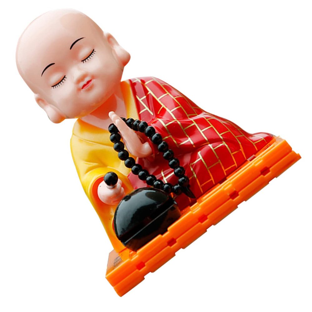 Dashboard Car Funny Nodding Solar Chinese Monk Decor Figurine Ornament Home Interior Head for Figure Ornaments Display Doll Bobblehead Buddha Shaking Little Figurines