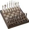 14" Handcrafted Russian Soviet Series Metal Chess Pieces & Board Set with Velvet Storage Box | Brass Metal Luxury Chess Set view 1