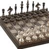 14" Handcrafted Russian Soviet Series Metal Chess Pieces & Board Set with Velvet Storage Box | Brass Metal Luxury Chess Set view 2