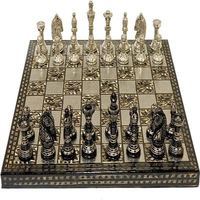 Aakrati Devyom Brass Chess Board Game Set With Brass Chess Pieces Chessmen Coins (12'' X 12'' Inches)