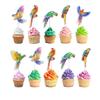 10 Pcs Ara Parrot Cupcake Toppers  Tropical Jungle Bird Decorations for Birthday, Baby Shower, Hawaiian Luau, Fiesta Party Supplies view 2