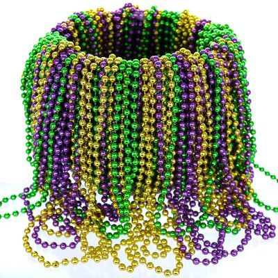 GiftExpress 144-Pack Mardi Gras Beads Necklaces Bulk, Purple Gold Green Carnival Throw Necklaces, Parade and Gasparilla Party Assortment