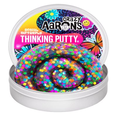 Crazy Aaron's Thinking Putty - Social Butterfly - See-Through Sensory Putty for Kids and Grown ups in a 4" Tin - Creative and Endless Fun, Stress Relief Therapy Toys, Never Dries Out - Made in USA