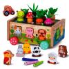 KMTJT Montessori Wooden Toddler Toys for 1 2 3 Years Old Boys Girls, Shape Sorting Toys First Birthday Gifts for 1-2 Years, Wood Animal Farm Car Preschool Educational Fine Motor Skills Toy view 1
