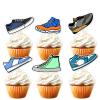 18pcs Glitter Skateboard Dessert Cupcake Topper Cheer to 80s 90s Sports Shoes Theme Decor Supplies Boys Girls Happy Birthday Party Decorations view 1