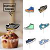 18pcs Glitter Skateboard Dessert Cupcake Topper Cheer to 80s 90s Sports Shoes Theme Decor Supplies Boys Girls Happy Birthday Party Decorations view 2