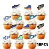 18pcs Glitter Skateboard Dessert Cupcake Topper Cheer to 80s 90s Sports Shoes Theme Decor Supplies Boys Girls Happy Birthday Party Decorations view 3