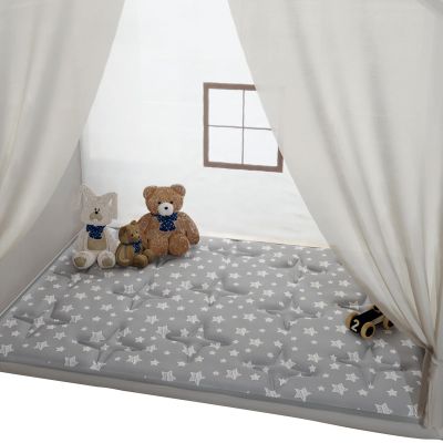Rectangle Kids Play Mat for Kids Tent Indoor & Outdoor Toddler Tent, Non Slip Kids Play Tent Mat Large Kids Playhouse Tent Mat, Lovely Star Print Padded Washable Mat 53" L x 36" W