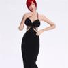 1/6 Scale Female Clothes,Female Black Sling Evening Dress Long Skirt Clothing for 12inch PH TBL JO Action Figure Body (C) view 2
