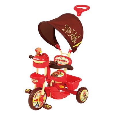 Joy Palette 0210 Anpanman Tricycle with Buzzer for Outings, For Ages 1.5 and Up, Marlin Pushing Rod, Sun Shade, Fully Equipped with Free Pedals