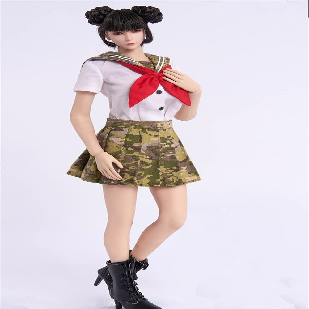 Fremego 1/6 Scale Female Clothes,Student Uniform Skirt Suit Costume Clothing for 12inch PH TBL JO Female Action Figure Body (B)