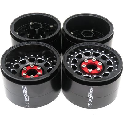 hobbysoul RC 2.2 Beadlock Wheels Adjustable 4 Offsets Rims Wide 1.57'' (40mm) for Gen8 Everest gen 7 Pro / SCX10 Capra Wraith / TRX4 AMG 6x6, (4-Pack)