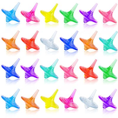 SPRMUD Childrens Acrylic Spinning Tops Gems Toys, Colorful Durable Shiny Crystal Small Tops for Boys Girls Kids Game in Family/Party/School/Kindergarten Game/Reword/Gift/Education (24 PCS)