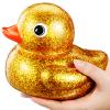 Honoson 6.89 Inch Giant Glitter Rubber Duck Big Glitter Rubber Duck Large Sparkly Duckling Bath Toy with Squeaky Sound for Summer Baby Shower Birthday Party Favor Gift(Gold) view 1