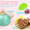 Wooden Tea Set for Little Girls Play Food Pretend Play Kitchen Accessories for 3 4 5 Years Old Girls and Boys Toddler Princess Tea Time Party Food Toys view 2