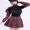 1/6 Scale Female Clothes,Female Red Plaid Top Clothes and Skirt Suit Costume Clothing for 12inch PH TBL JO Action Figure Body (A) view 2