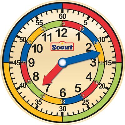 Scout 210000002 Children's Learning Clock Wood Blue/Red/Green