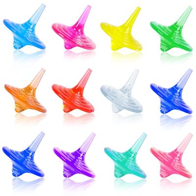 SPRMUD Childrens Acrylic Spinning Tops Gems Toys, Colorful Durable Shiny Crystal Small Tops for Boys Girls Kids Game in Family/Party/School/Kindergarten Game/Reword/Gift/Education (12 PCS)