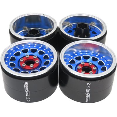 hobbysoul Wide 1.57'' (40mm) 2.2 Beadlock Wheels Adjustable 4 Offsets Rims for Gen8 Everest gen 7 Pro / SCX10 Capra Wraith / TRX4 AMG 6x6, (4-Pack)